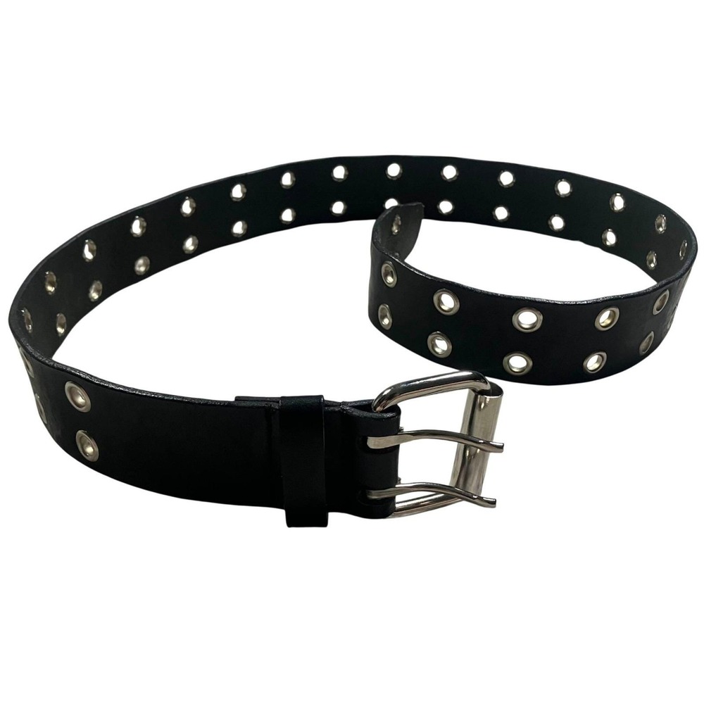 Y2K Faux Leather Double Grommet Belt Punk Goth Grunge Y2K 36" Size M Vintage USA